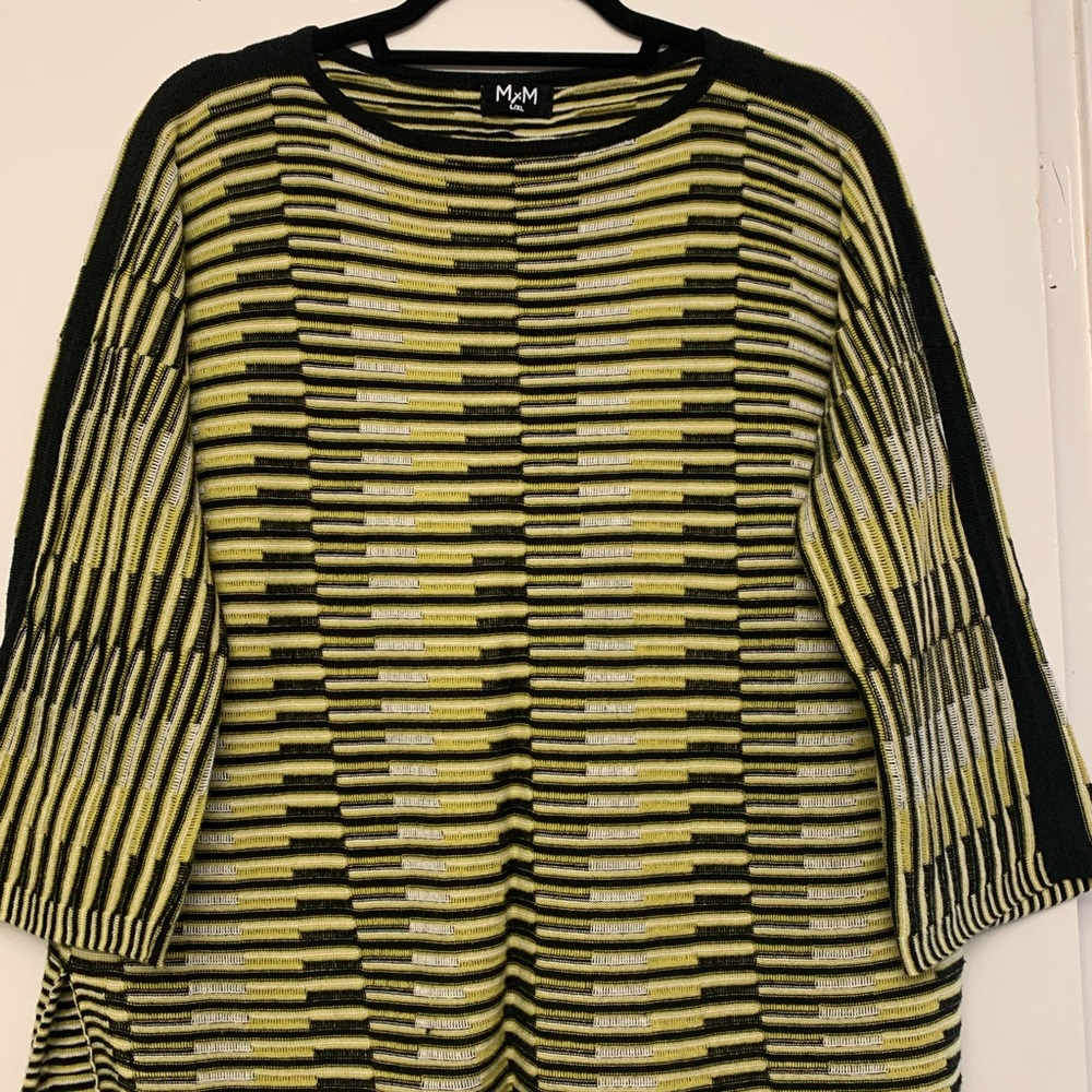 M&M's Women's Striped Crew Neck Sweater-Black and Yellow,Cozy,Elegant,Different😀 - Picture 6 of 6